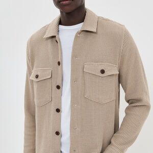 Men's Rails Beige Waffle Knit Button-Front Jacket